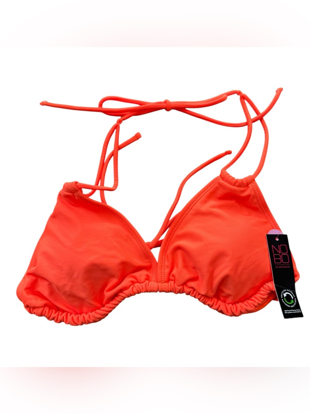 NOBO No‎ Boundaries NWT Juniors Neon Orange Halter Bikini Top